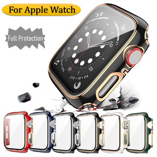 เคส Apple Watch Case Cover Full cover PC case+tempered glass Cover Scratch &amp; Impact Resistance fit iWatch Series 6 5 4 3 2 1 Apple Watch SE เคส applewatch