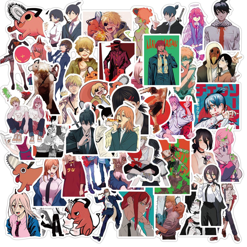 50/25/10PCS Anime Chainsaw Man Cartoon Graffiti Motorcycle Travel Luggage Guitar Skateboard Waterproof Stickers