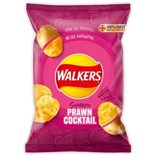 ⚡วอล์คเกอร์ส มันฝรั่งทอดกรอบรสค็อกเทลกุ้ง 32.5 กรัม / Walkers Prawn Cocktail Crisps 32.5g🍿