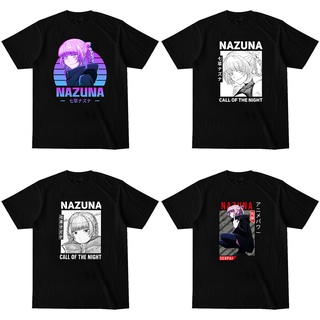 เสื้อคู่วินเทจ - Call of the Night Nazuna เสื้อยืดย้อนยุคสําหรับผู้หญิงสีดําเสื้อยืดสีขาวเสื้อยืดคอ