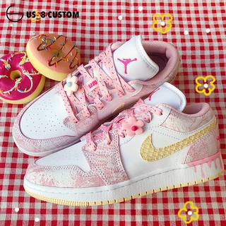 เชือกผูกรองเท้าการปรับตัวnikeNIKEAF1แอร์ฟอร์ซวันAJ1lowสาวสีชมพูน่ารักเชือกผูกรองเท้าโดนัทไอศครีมสีชมพู