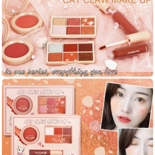 3in1 Kiss beauty cat claw makeup no83248 อายแชโดว์ ทาตา6สีโทนส้มอิฐ สีแดงตุ่น  สีพีช  ลิปสติกสีส้มอิฐ  บลัชออนเนื้อแมท ชุดของขวัญ