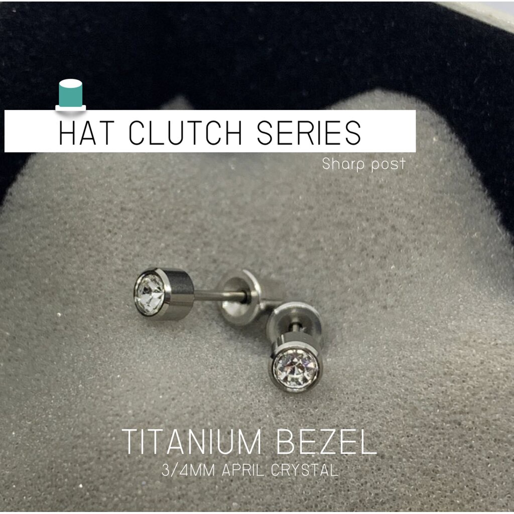ส่งฟรี!(ไทเทเนี่ยม 100%) ต่างหูสำหรับผิวแพ้ง่ายแป้นตัน ปลอดภัย 100% Titanium Bezel Clear 4mm_H2206.1