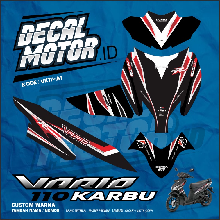 Fullbody Decal สติกเกอร์ Vario 110 CW คาร์บูเรเตอร์ปี 2006 2007 2008 2009 2010 2011 สีดําเต็ม - VK