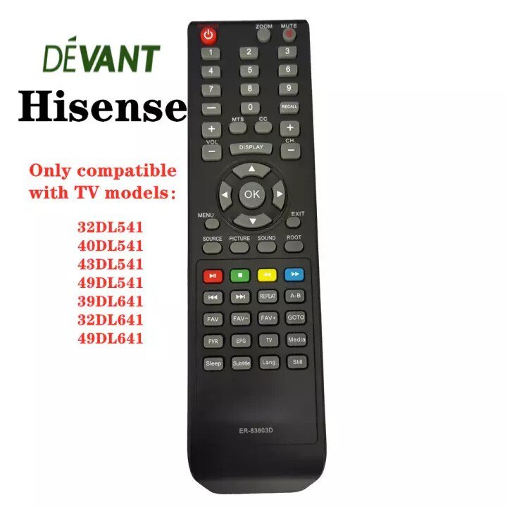 Hisense DEVANT ER-83803D รีโมทคอนโทรล 32DL541/ 40DL541/ 43DL541/ 49DL541/ 39DL641/ 32DL641/ 49DL641
