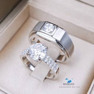 Madduckjewels แหวนเงินแท้ เพชร CZ ชุบโรเดียม RG1826WGR-RG1702