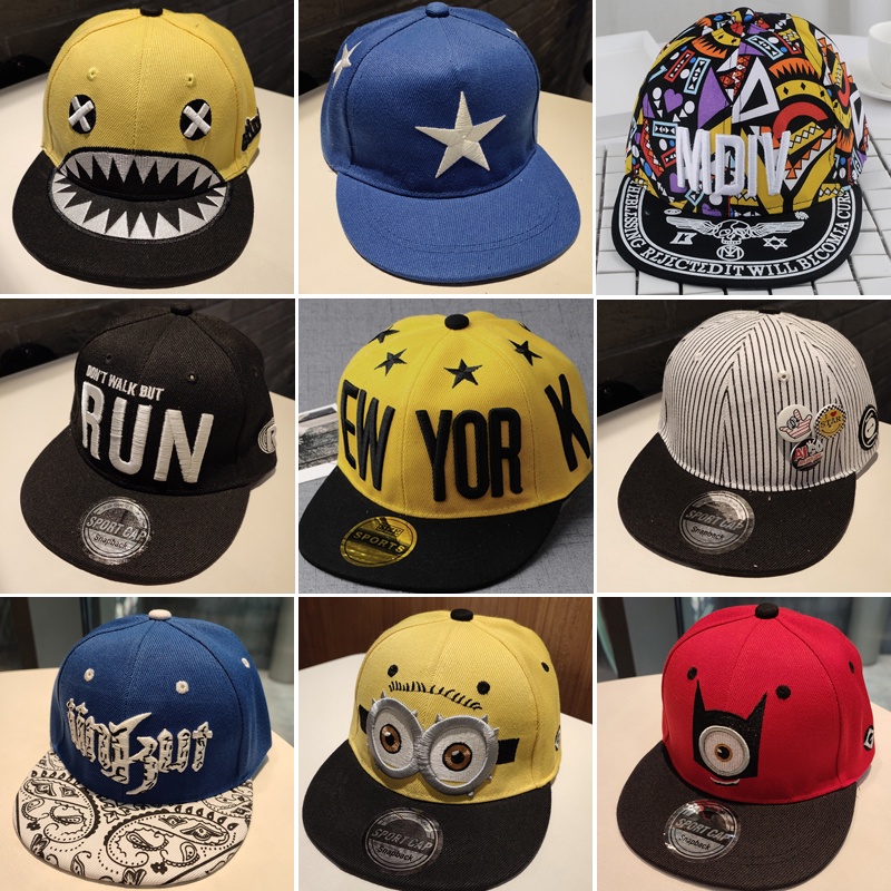 แนวโน ้ มเบสบอลหมวกแฟชั ่ นเย ็ บปักถักร ้ อย Street Hip Hop เด ็ กหมวกปีกแบน