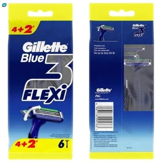 Gillette ยิลเลตต์ บลู 3 เฟล็กซ์ซี่ 6 ด้าม มีดโกนยิลเลตต์