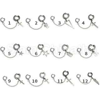 ต่างหูหนีบโซ่คู่ ไม่ต้องเจาะหู พร้อมส่ง | [2]NH.all | Double Clipon Huggie No Piercing needed - 1 Side