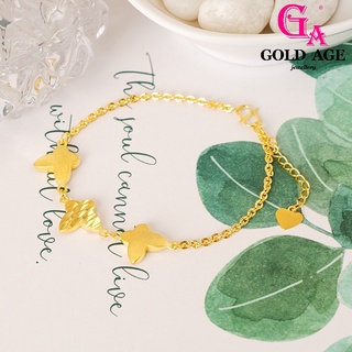 Ga เครื่องประดับ สร้อยข้อมือ ชุบทอง 24k จี้รูปผีเสื้อ สไตล์เกาหลี สําหรับผู้หญิง