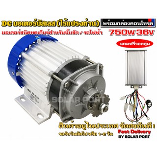 มอเตอร์บัสเลส DC36V 750W (ทดเกียร์) พร้อมกล่องคอนโทรล สำหรับรถไฟฟ้า และ ปั๊มชัก