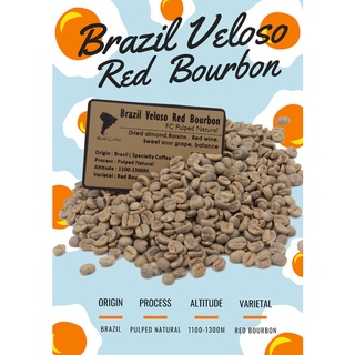 พร้อมส่ง เมล็ดกาแฟดิบ Brazil Veloso Red Bourbon FC Pulped Natural / สารเมล็ดกาแฟนอก/เมล็ดกาแฟสาร บราซิล