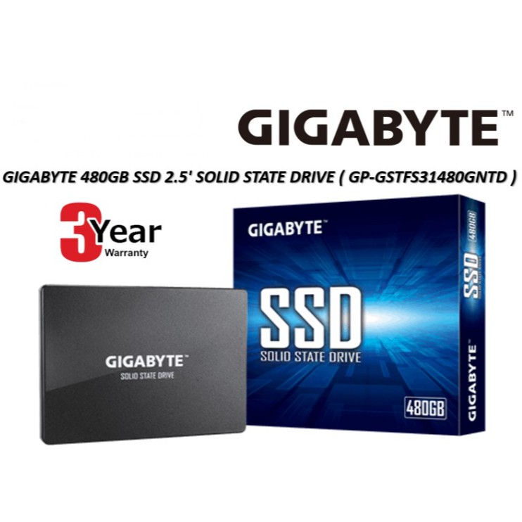 480GB SSD (เอสเอสดี) GIGABYTE SATA 6.0Gb/s Up to 550 MB/s (GSTFS31480GNTD) ประกัน 3 ปี