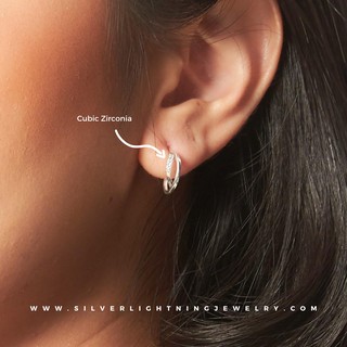 ต่างหู  Twist Ear studs  with Cubic Zirconia