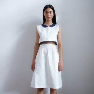 SET POPPY Collar Crop Top + BELLA Midi Skirt