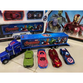 โมเดลรถ Avengers Super Hero รถบรรทุกพ่วง + รถฮีโร่ 4คัน