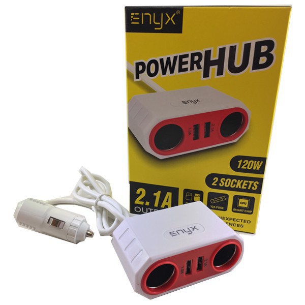 [โค้ด F69TEANQZ 10บ.] Enyx Power HUB ตัวเพิ่มช่องจุดบุหรี่ในรถและที่ชาร์จ 2 USB