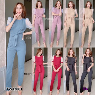 TwinsShopVip💗พร้อมส่ง TW13001 Jumpsuit แขน 2 ข้างปักดอกเดซี่