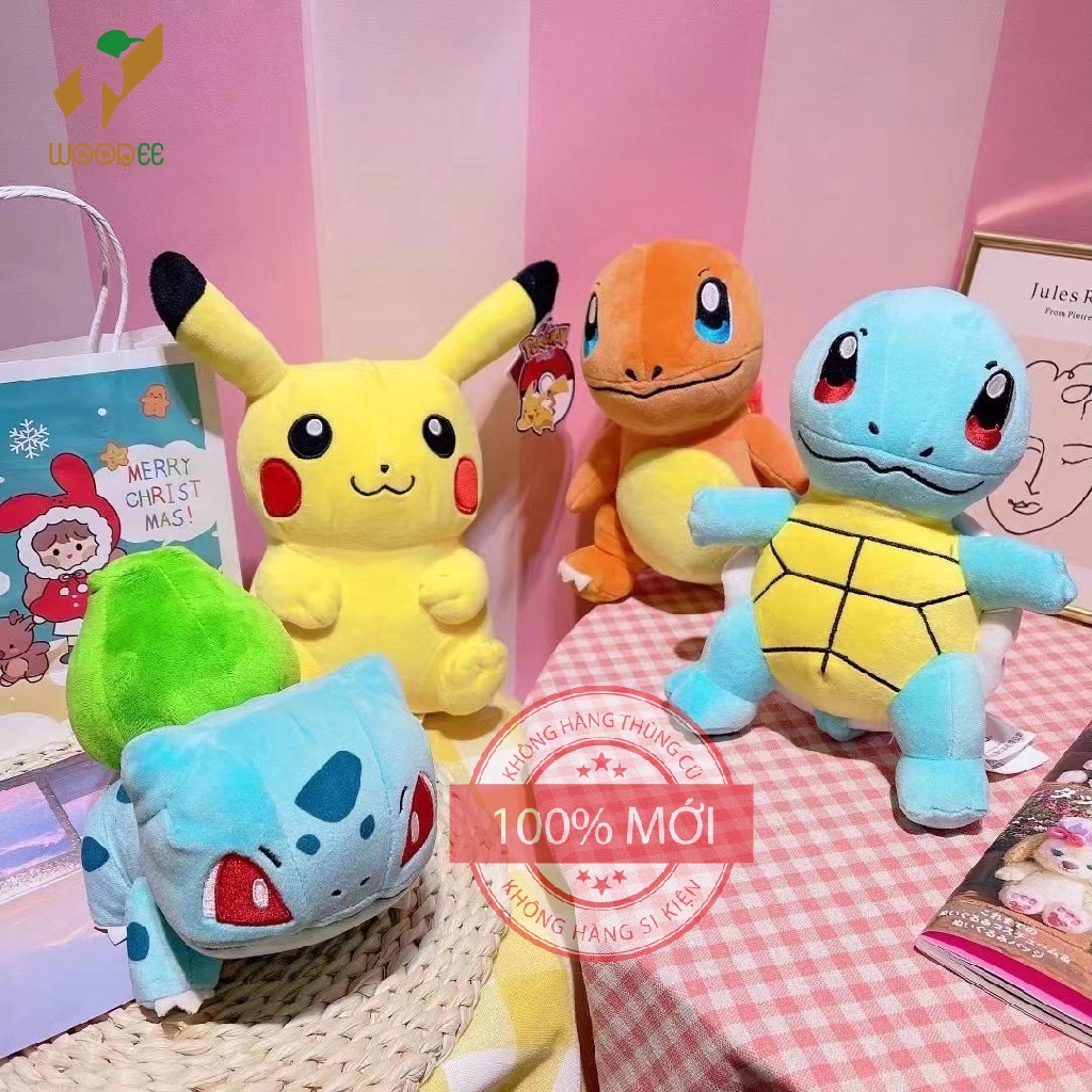 ตุ๊กตาหมีโปเกมอน quartet Gen 1 Pikachu, Fushigidane,Hitokage และ Zenigame ใหม่ 100%