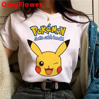 ✕✥❀Kawaii Pokemon Pikachu การ์ตูนตลก Harajuku T เสื้อผู้หญิง Ulzzang น่ารักอะนิเมะญี่ปุ่นเกาหลีสไตล์ TShirt Female เสื้อ