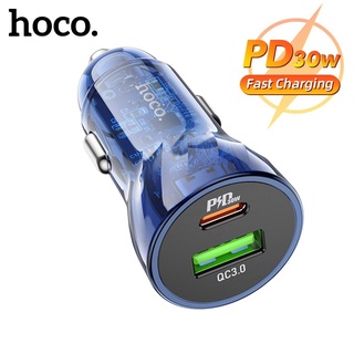 Hoco Z47A ของแท้ 100% QC3.0 ที่ชาร์จในรถยนต์ แบบใส พอร์ตคู่ PD30W USB ที่ชาร์จในรถ ชาร์จเร็ว Type-C เป็น Type C สายเคเบิล อะแดปเตอร์ชาร์จในรถ สําหรับสมาร์ทโฟน สากล