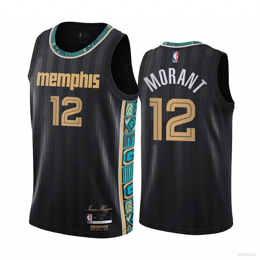 เสื้อกีฬาแขนกุด ลายทีม NBA Memphis Grizzlies No.12 Morant พลัสไซซ์ 2021