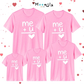 เสื้อคู่ สีชมพู ME+U เสื้อยืดคู่รัก เสื้อคู่รัก MMLMEU_PINK