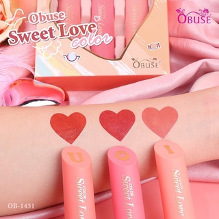 โอบิวซ์ สวีท เลิฟ คัลเลอร์ ลิป OBUSE SWEET LOVE COLOR LIP SET  ลิปเซ็ต 3 ชิ้น ลิปแมทท์ ติดทน OB-1431