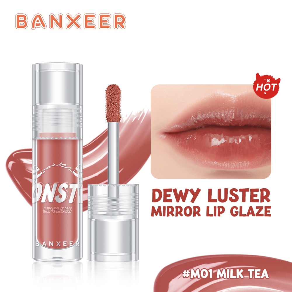 【Free Gift】BANXEER Lip Gloss 8 Colors NonStick Lip Glaze Watery Glossy
