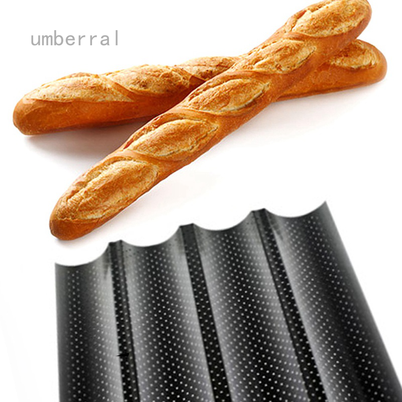 Fasmov French Bread Baking Pan Nonstick Perforated Baguette Pan 4 Wave