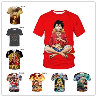 เสื้อยืดลําลอง พิมพ์ลายการ์ตูนอนิเมะ One Piece 3D แนวสตรีท แฟชั่นฤดูร้อน สําหรับเด็กผู้ชาย และเด็กผู้หญิง