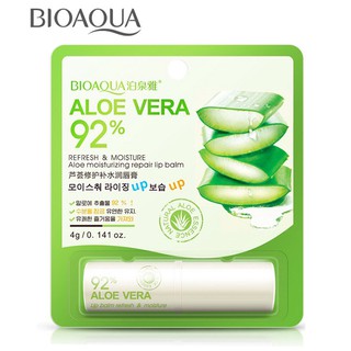 👄 ลิปบาล์ม ว่านหางจรเข้ Bioaqua Aloe Vera 92% Lip Balm เพิ่มความชุ่มชื่นแก่ริมฝีปาก ปริมาณ 4 g.1 ชิ้น 👄