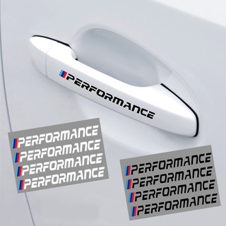 4 ชิ้น PVC BMW รถรูปลอกมือจับประตูสติกเกอร์กาวสำหรับ BMW Performance(BM-01-SY)