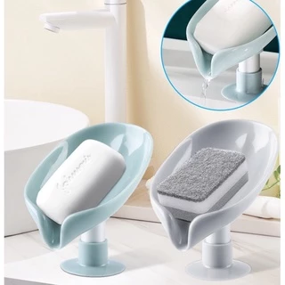 DEMA [พร้อมส่ง] ที่ใส่สบู่ ที่วางสบู่ทรงใบไม้ กล่องใส่สบู่ ใส่ฟองน้ำ ไม่ต้องเจาะผนัง มีที่ระบายน้ำ