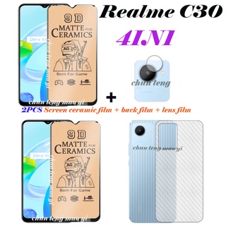 (4in1) ฟิล์มเซรามิค กันรอยหน้าจอ และฟิล์มด้านหลัง และฟิล์มเลนส์ สําหรับ Realme C30 C31 C35 C25Y C15 C11 C25 C25S C21Y C25Y C17 C3 Realme V20 5G2 ชิ้น