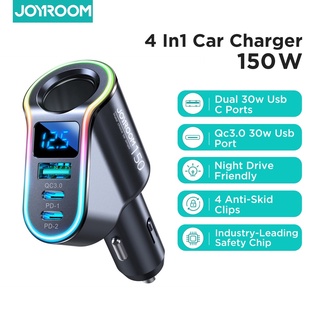 Joyroom  ที่ชาร์จในรถยนต์ 150 W พร้อมที่จุดบุหรี่ Usb Type - C Usb ใช้ได้กับโทรศัพท์ทุกยี่ห้อ JR-CL21