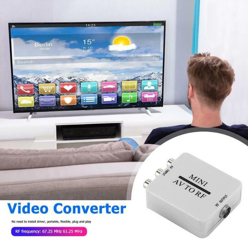 2020 Mini HD Video Converterกล่องRCA CVSB To RFอะแดปเตอร์Video ConverterรองรับสำหรับMHz 61.25 67.25 TVสวิทช์ - รูปที่ 2