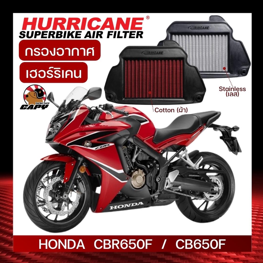 [HM-8128] กรองอากาศ Stainless แต่ง ยี่ห้อ Hurricane สำหรับรุ่น HONDA CB650F , CBR650F ทุกปี
