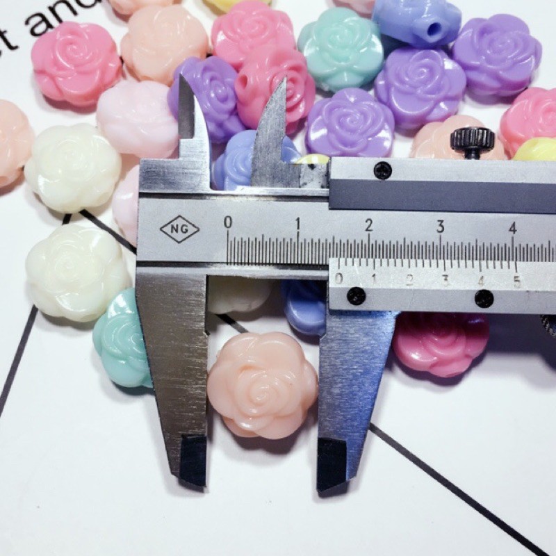 ลูกปัดกุหลาบ 15mm. คละสีพาสเทล 100g. ราคา ถูกที่สุด ดีลบีเคเค แกลเลอรีภาพที่ 2