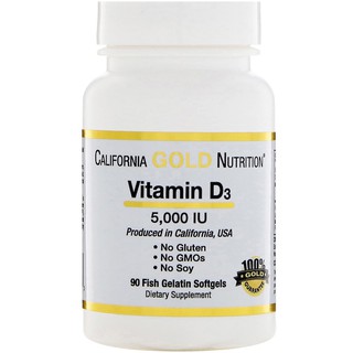 California Gold Nutrition, Vitamin D3, 5,000 IU, 90 Fish Gelatin Softgels