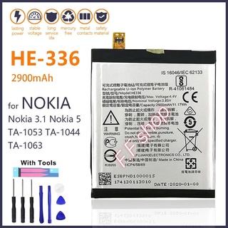 แบตเตอรี่ Nokia 3.1 / Nokia 5 TA-1053 TA-1044 TA-1063 HE-336 2900mAh พร้อมชุดถอด+แผ่นกาว แท้