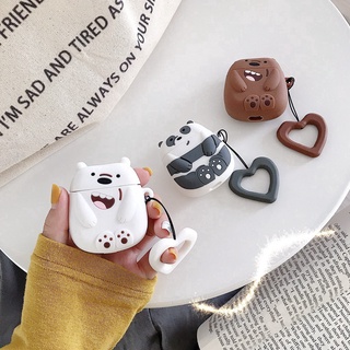 เคสหูฟัง แบบนิ่ม ลายการ์ตูน We Bare Bears พร้อมสายคล้อง สําหรับ Airpods pro i10 i12 i9s i11