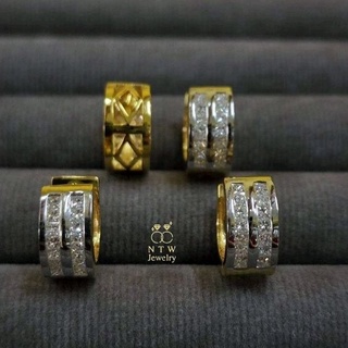 ต่างหูห่วง2แถวเพชรปริ้นเซส เพชร Princess cut 28/0.72 ct.