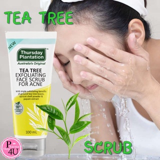 แท้ฉลากไทย Thursday Plantation tea tree exfoliating face scrub for acne 100ml.ทีทรีออย สครับล้างหน้า