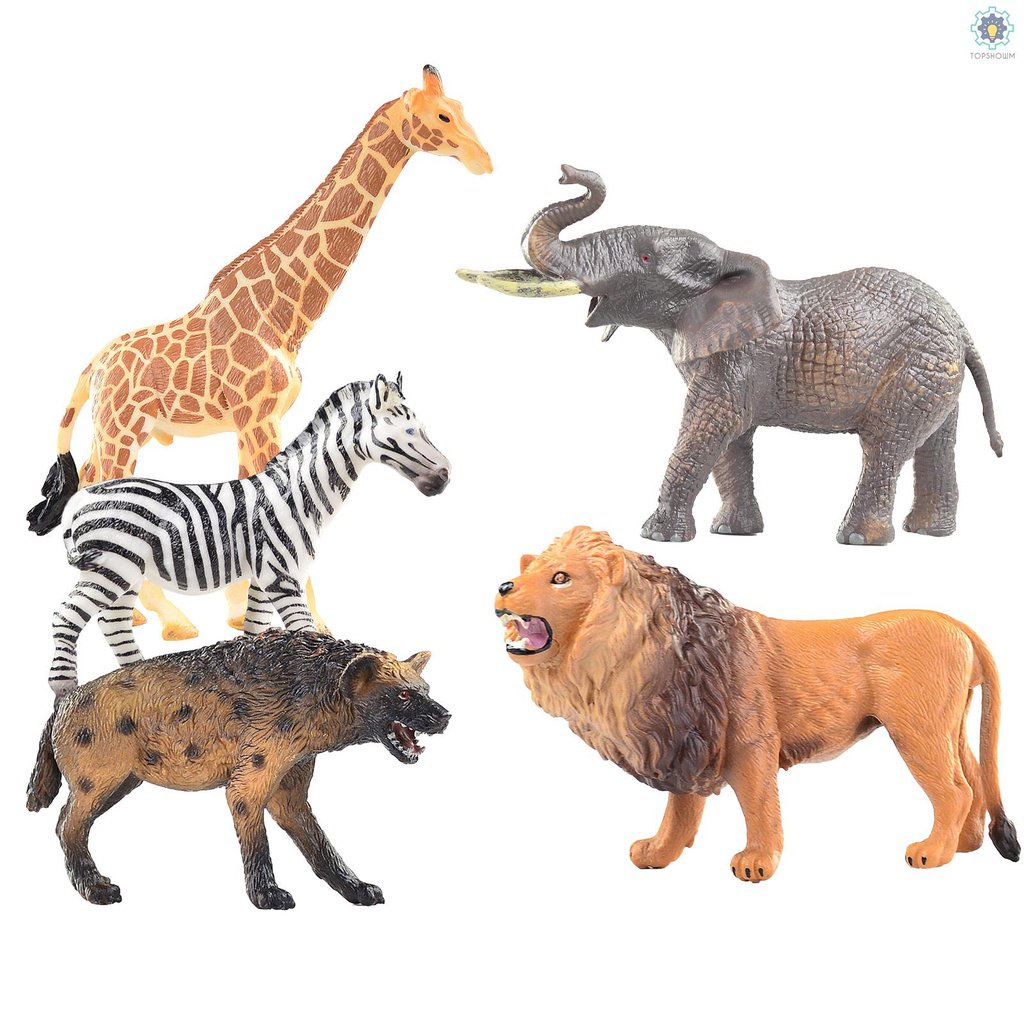 Hot Sale 5PCS Animal Figurines Toys Simulation Animal Figure Model Toy for  Kids Lion Hyena African Elephant Giraffe Zebr | Shopee Thailand