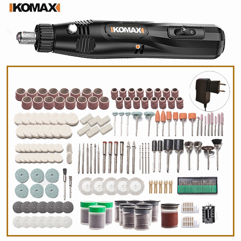 Komax ปากกาแกะสลัก 12V เครื่องมือโรตารี่ ขนาดเล็ก พร้อมชุดอุปกรณ์เสริมเจียร ปากกาแกะสลัก อเนกประสงค์