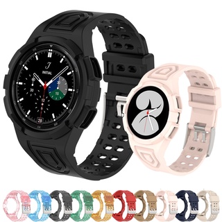 2in1 เคสนาฬิกาข้อมือซิลิโคน ป้องกัน สําหรับ Samsung galaxy watch 4 40 มม. 44 มม. Watch4 Classic 46 มม.