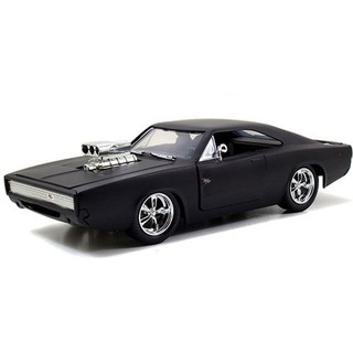 รถโมเดลสีดำด้านเปิดประตูกระโปรงหลังได้ ด้านหน้าถอดได้ Jada 97174 Doms Dodge Charger R/t 1/24