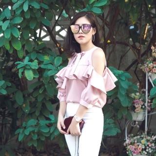 เสื้อแขนยาว เว้าไหล่ #เลือกสีทางแชท