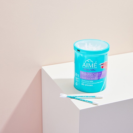 Aime Cotton Bud 100 pcs. - Mini pack คอตตอนบัด ก้านกระดาษ 100%